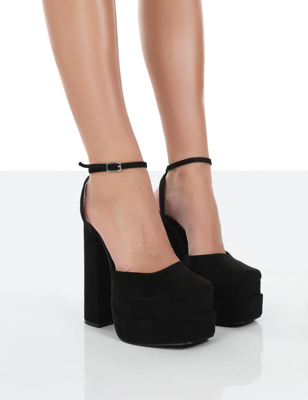 Moonchild Wide Fit Black Faux Suede Closed Toe Statement Platform Block Heels 3 Moonchild Wide Fit Black Faux Suede Closed Toe Statement Platform Block Heels