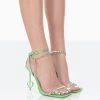 Adore Lime Satin Square Toe Barely There Ankle Wrap Heart Shape Stiletto Heels -Chic Footwear Shop 771A0376