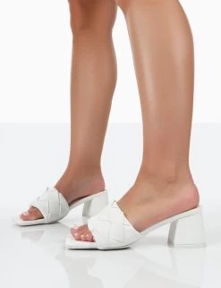 Play Nice White PU Woven Square Toe Block Mid Heeled Sandals 9 Play Nice White PU Woven Square Toe Block Mid Heeled Sandals -Chic Footwear Shop 771A0798