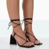 Atlas Black Patent Square Toe Lace Up Flared Mid Block Heeled Sandals 1 Atlas Black Patent Square Toe Lace Up Flared Mid Block Heeled Sandals -Chic Footwear Shop 771A0825