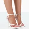 Tory White Pu Square Toe Strappy Stiletto Heels -Chic Footwear Shop 771A0860