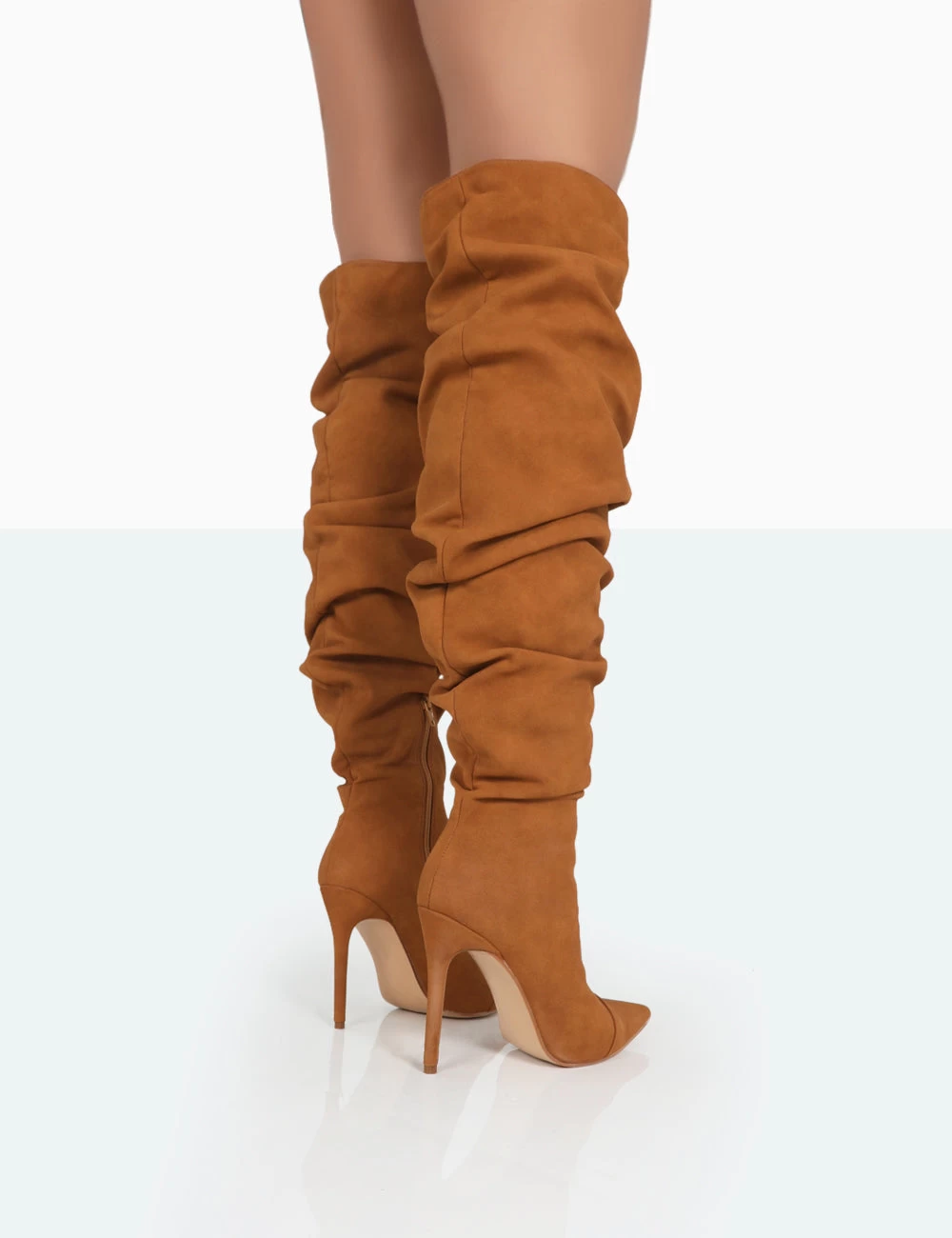 Lariza Tan Faux Suede Pointed Toe Stiletto Over The Knee Boots 6 Lariza Tan Faux Suede Pointed Toe Stiletto Over The Knee Boots - Image 4