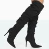 Lariza Black Faux Suede Pointed Toe Stiletto Over The Knee Boots -Chic Footwear Shop 771A0948