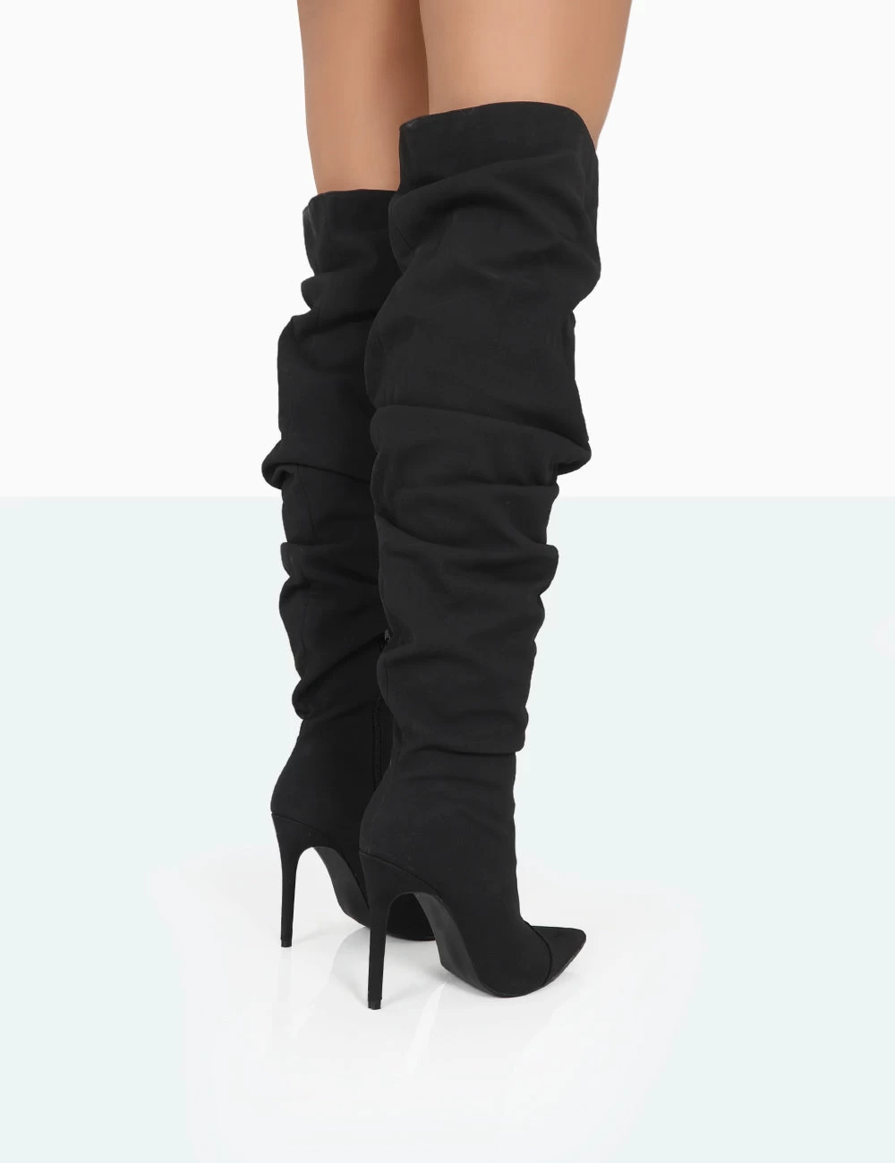 Lariza Black Faux Suede Pointed Toe Stiletto Over The Knee Boots 6 Lariza Black Faux Suede Pointed Toe Stiletto Over The Knee Boots - Image 4