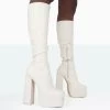 Passive Wide Fit Ecru Pu Square Toe Platform Block High Heel Over The Knee Boots -Chic Footwear Shop 771A0970 94c594cd 9dee 478d 831c cb20d32212a1