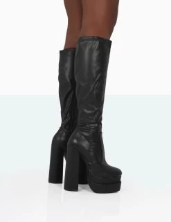 Passive Wide Fit Black Pu Square Toe Platform Block High Heel Over The Knee Boots 8 Passive Wide Fit Black Pu Square Toe Platform Block High Heel Over The Knee Boots -Chic Footwear Shop 771A0974 3c270b95 397f 4203 bcc9 f1381564361a