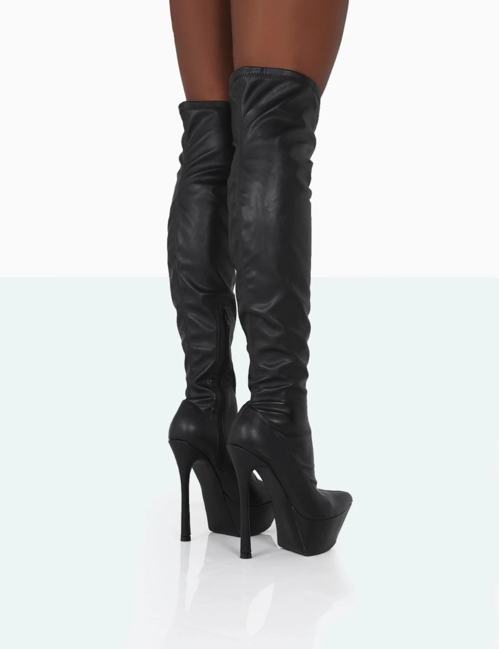 Trixie Black Grain Pu Stiletto Platform Over The Knee Boots 5 Trixie Black Grain Pu Stiletto Platform Over The Knee Boots - Image 3