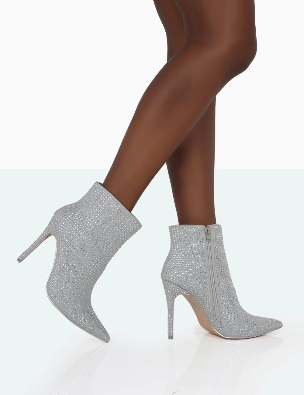 Verona Wide Fit Silver Sparkly Diamante Stiletto Ankle Boots 3 Verona Wide Fit Silver Sparkly Diamante Stiletto Ankle Boots