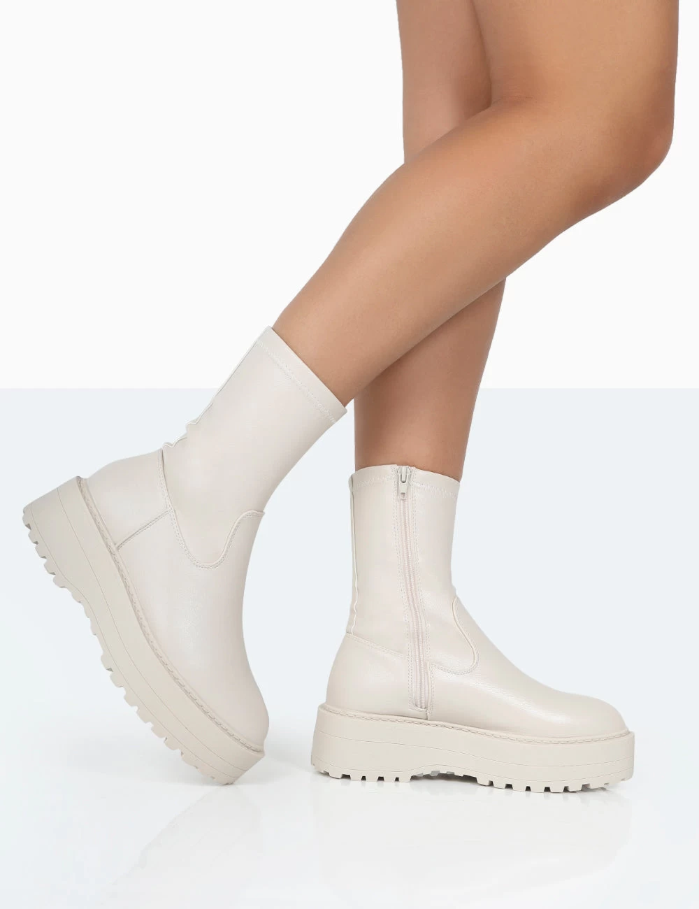 Auden Wide Fit White Chunky Sole Ankle Boots 3 Auden Wide Fit White Chunky Sole Ankle Boots