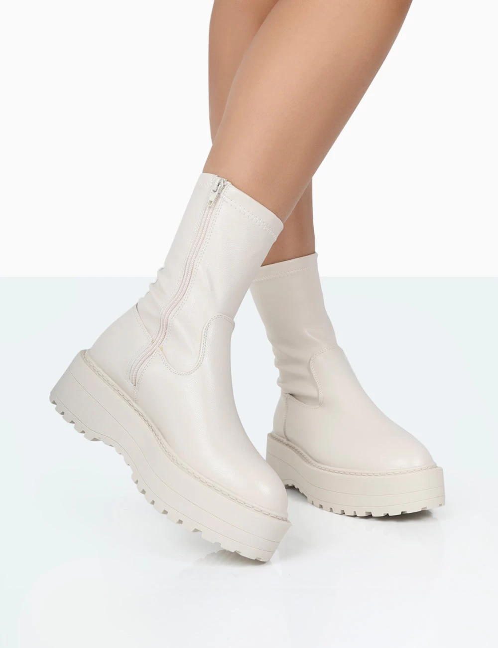Auden Wide Fit White Chunky Sole Ankle Boots 5 Auden Wide Fit White Chunky Sole Ankle Boots - Image 3