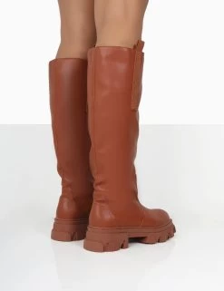 Genius Tabacco Tan Pu Knee High Chunky Sole Boots -Chic Footwear Shop 771A1109 2bd9a0e6 5443 4261 88c0 a296b825dcd2