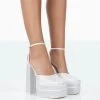Moonchild White Diamanté Satin Closed Toe Statement Platform Block Heels 1 Moonchild White Diamanté Satin Closed Toe Statement Platform Block Heels -Chic Footwear Shop 771A1127