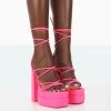 Glow Girl Neon Pink PU Lace Up Platform High Heels -Chic Footwear Shop 771A1391 beb99780 0b9f 4c8f b1e4 dbac656cdc43