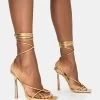 Lacey Gold Metallic Square Toe Strappy Lace Up Stiletto Heels -Chic Footwear Shop 771A1448copy