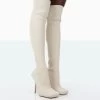 Bubbles White Knitted Wide Fit Square Toe Over The Knee Stiletto Boots -Chic Footwear Shop 771A1516 ea8bf587 b009 452e 96cc 2b47299f7aa7