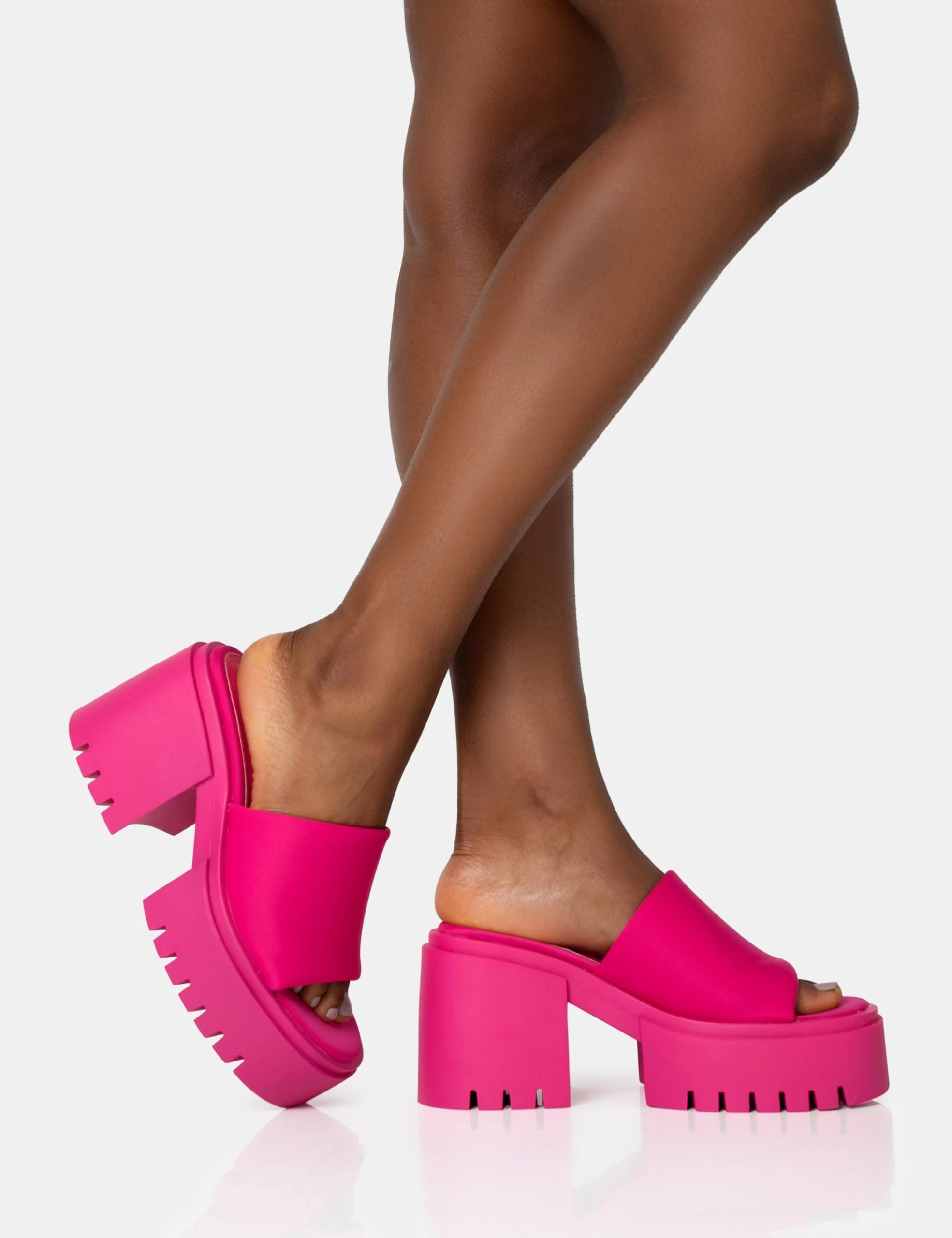Sabeena Pink Chunky Mule Round Toe Mid Heel Sandals 6 Sabeena Pink Chunky Mule Round Toe Mid Heel Sandals - Image 4
