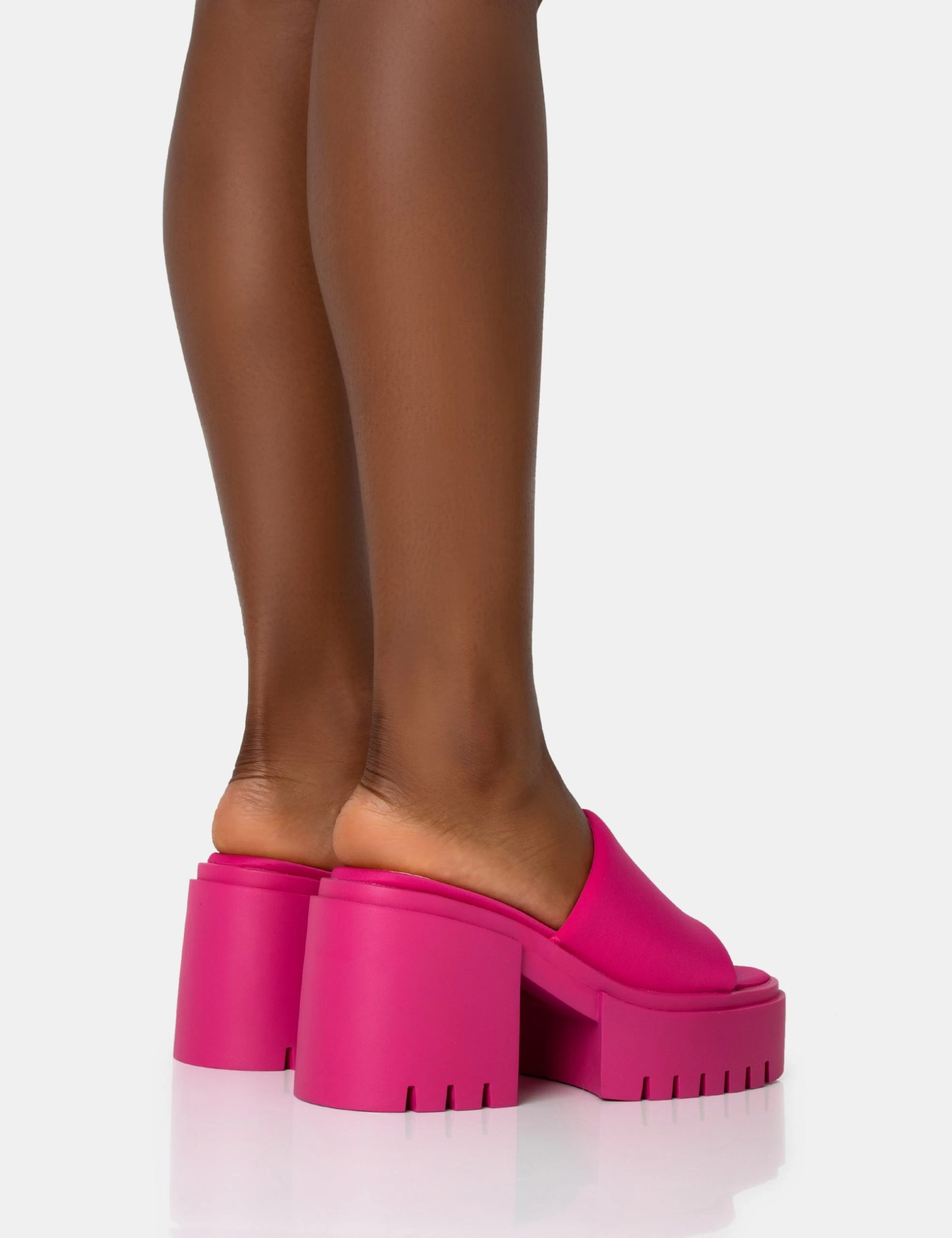 Sabeena Pink Chunky Mule Round Toe Mid Heel Sandals 4 Sabeena Pink Chunky Mule Round Toe Mid Heel Sandals - Image 2