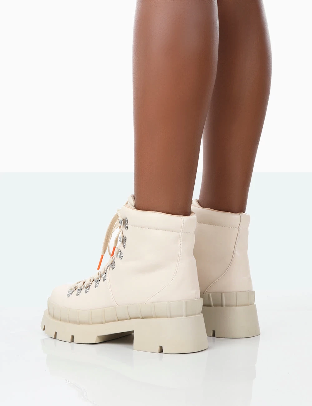 Hike There Bone Pu Lace Up Chunky Sole Winter Boots 5 Hike There Bone Pu Lace Up Chunky Sole Winter Boots - Image 3