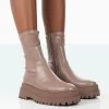 Rusty Mocha Pu Chunky Sole Platform Sock Ankle Boots 1 Rusty Mocha Pu Chunky Sole Platform Sock Ankle Boots -Chic Footwear Shop 771A1566