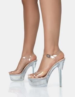 Maxine Nude Perspex Barely There Round Toe Platform Stiletto Heels 8 Maxine Nude Perspex Barely There Round Toe Platform Stiletto Heels -Chic Footwear Shop 771A1638