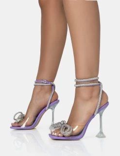 Glimmer Purple Patent Wrap Around Diamante Bow Square Toe Heels 8 Glimmer Purple Patent Wrap Around Diamante Bow Square Toe Heels -Chic Footwear Shop 771A1673