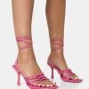 Keri Pink Patent Strappy Lace Up Mid Heels -Chic Footwear Shop 771A1693copy