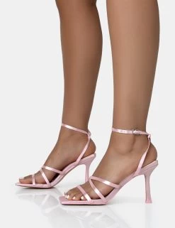 Mademoiselle Baby Pink Satin Strappy Square Toe Mid Stiletto Heels 8 Mademoiselle Baby Pink Satin Strappy Square Toe Mid Stiletto Heels -Chic Footwear Shop 771A1715