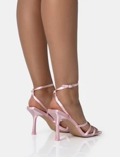Mademoiselle Baby Pink Satin Strappy Square Toe Mid Stiletto Heels 9 Mademoiselle Baby Pink Satin Strappy Square Toe Mid Stiletto Heels -Chic Footwear Shop 771A1717