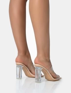 Niamh Nude Patent Double Strap Perspex Block Heel Mules 9 Niamh Nude Patent Double Strap Perspex Block Heel Mules -Chic Footwear Shop 771A1729