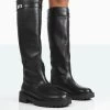 More Fun Black Pu Round Toe Chunky Sole Knee High Boots 2 More Fun Black Pu Round Toe Chunky Sole Knee High Boots -Chic Footwear Shop 771A1751