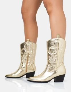 Calabasas Gold Western Embroidered Knee High Pointed Toe Cowboy Boots 10 Calabasas Gold Western Embroidered Knee High Pointed Toe Cowboy Boots -Chic Footwear Shop 771A1865copy