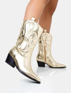 Calabasas Gold Western Embroidered Knee High Pointed Toe Cowboy Boots 9 Calabasas Gold Western Embroidered Knee High Pointed Toe Cowboy Boots -Chic Footwear Shop 771A1868copy