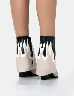 Jackson Black & Nude Flame Fold Over Pointed Toe Western Ankle Boots 9 Jackson Black & Nude Flame Fold Over Pointed Toe Western Ankle Boots -Chic Footwear Shop 771A1925copy