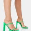 True Green Nylon Strappy Barely There Square Toe Flat Block Heels -Chic Footwear Shop 771A1931copy