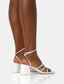 Dayla Wide Fit White PU Strappy Square Toe Block Mid Heel Sandals -Chic Footwear Shop 771A1999 eeb4f759 345d 463e 9a09 5f8a3ec0131a