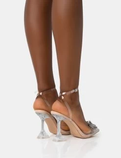 Vibez Nude Patent Diamante Flower Broach Strappy Perspex Cake Stand Pointed Toe Heels 9 Vibez Nude Patent Diamante Flower Broach Strappy Perspex Cake Stand Pointed Toe Heels -Chic Footwear Shop 771A2037