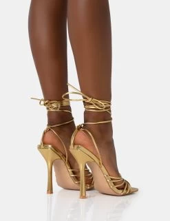 Aspen Wide Fit Gold Knot Strap Lace Up Square Toe Stiletto Heels -Chic Footwear Shop 771A2045 4eaeb7ac 47a7 4f2a b8a5 8b974b1afeaf