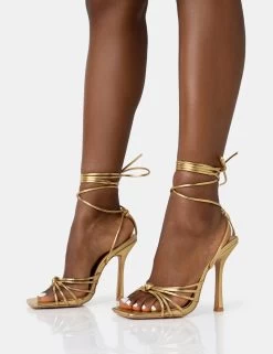 Aspen Wide Fit Gold Knot Strap Lace Up Square Toe Stiletto Heels -Chic Footwear Shop 771A2046 58f9e25f 4135 4af6 9a99 b0d0d38fd63c
