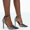 Glitch Black Diamante Mesh Pointed Toe Court Stiletto High Heel -Chic Footwear Shop 771A2093