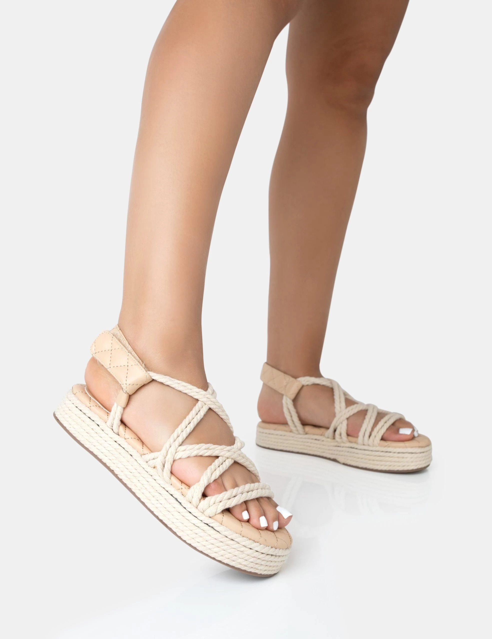 Duffy Wide Fit Ecru Rope Flat Dad Sandals 4 Duffy Wide Fit Ecru Rope Flat Dad Sandals - Image 2