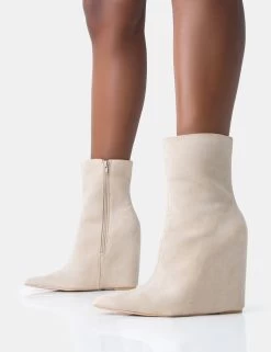 Getaway Beige Faux Suede Wedged Heeled Ankle Boot 8 Getaway Beige Faux Suede Wedged Heeled Ankle Boot -Chic Footwear Shop 771A2396 0bf6adbd 82ee 4c0b adda b9fc654e2034
