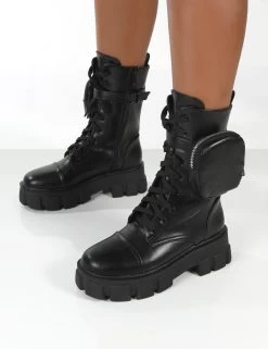 Intention Black Wide Fit Platform Chunky Sole Pouch Ankle Boots -Chic Footwear Shop 771A2399 6ad612de f1a4 49dd 81f8 3edac6f82e46