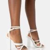 Tobi Wide Fit Ecru Patent Strappy Square Toe High Block Heels -Chic Footwear Shop 771A2402