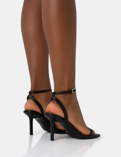 Yara Wide Fit Black Pu Barely There Mid Stiletto Heels 9 Yara Wide Fit Black Pu Barely There Mid Stiletto Heels -Chic Footwear Shop 771A2418