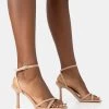 Erin Camel Nylon Barely There Square Toe Mid Heels -Chic Footwear Shop 771A2423copy