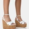 Sandy White PU Knot Strap Round Toe Cork Wedge Heels 2 Sandy White PU Knot Strap Round Toe Cork Wedge Heels -Chic Footwear Shop 771A2553