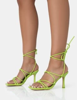 Duet Neon Lime Knot Strappy Lace Up Square Toe Mid Heels 8 Duet Neon Lime Knot Strappy Lace Up Square Toe Mid Heels -Chic Footwear Shop 771A2554