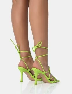 Duet Neon Lime Knot Strappy Lace Up Square Toe Mid Heels 9 Duet Neon Lime Knot Strappy Lace Up Square Toe Mid Heels -Chic Footwear Shop 771A2556