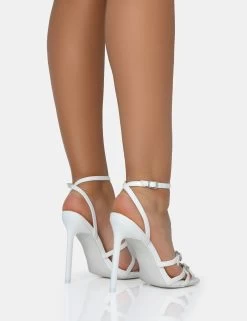 Sweetest White PU Strappy Heart Buckle Square Toe Stiletto Heels 9 Sweetest White PU Strappy Heart Buckle Square Toe Stiletto Heels -Chic Footwear Shop 771A2576