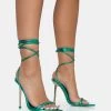 Look Back Turquoise Metallic PU Pointed Toe Lace Up Stiletto Heels -Chic Footwear Shop 771A2585